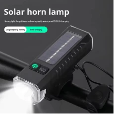 Вело фонарь с аккумулятором на солнечной батарее со звонком USB (117)